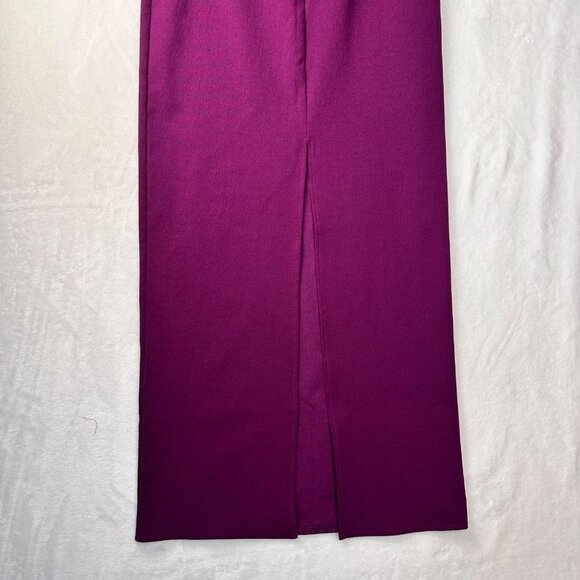 Zara Womens Maxi Pencil Skirt Burgundy Sz S High Waist-Back Slit-Elastic Waist - Picture 7 of 9
